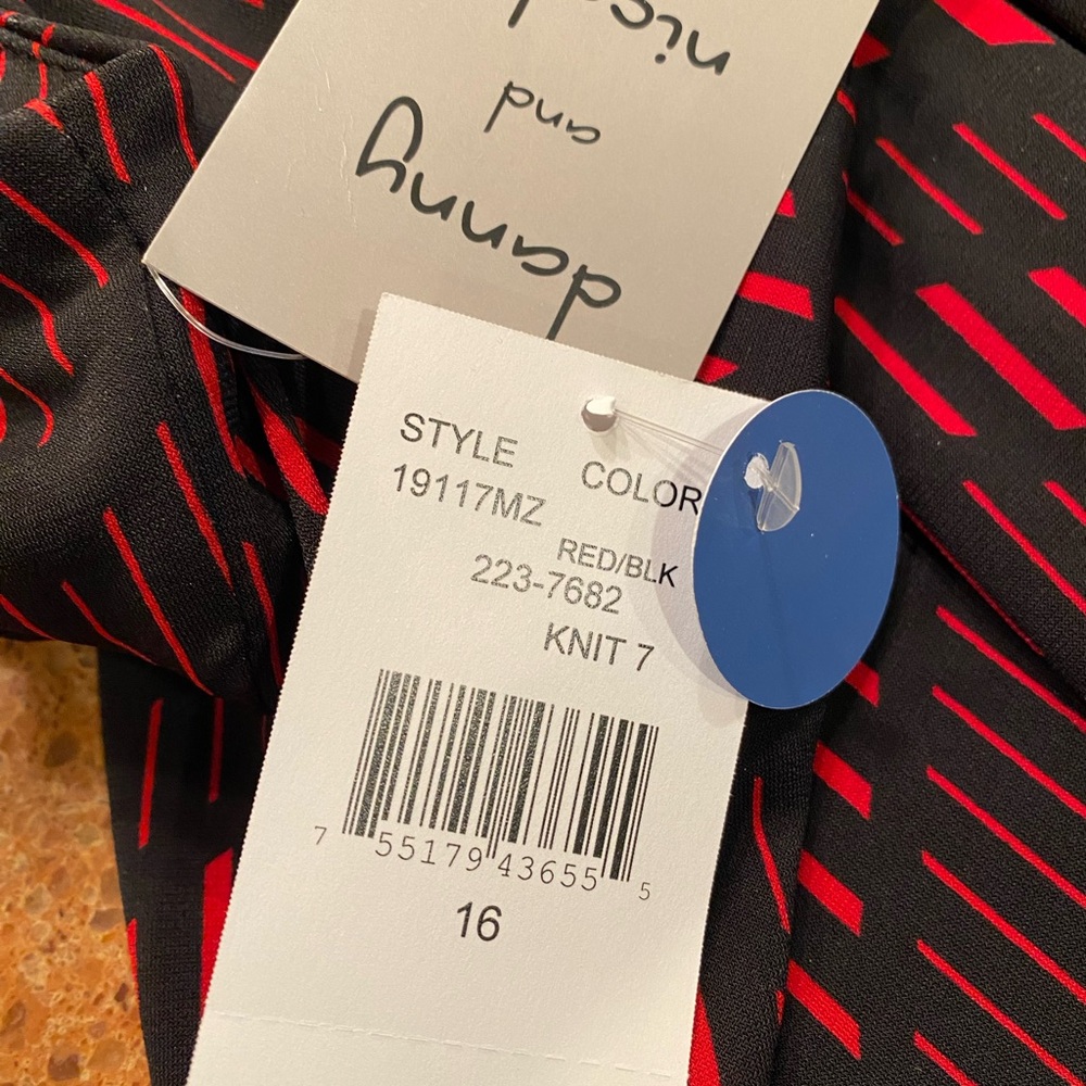 Danny & Nicole Black Dress with Red Stripes - Picture 6 of 13
